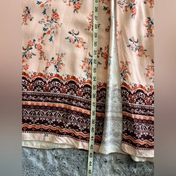 Charlotte Russe Pink Burgundy Floral Maxi Skirt Rayon Boho XL Extra Large GUC - Picture 14 of 15